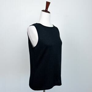 Liz Claiborne '90s Vintage Witchy Black Metallic Silk Sleeveless Knit Top MEDIUM